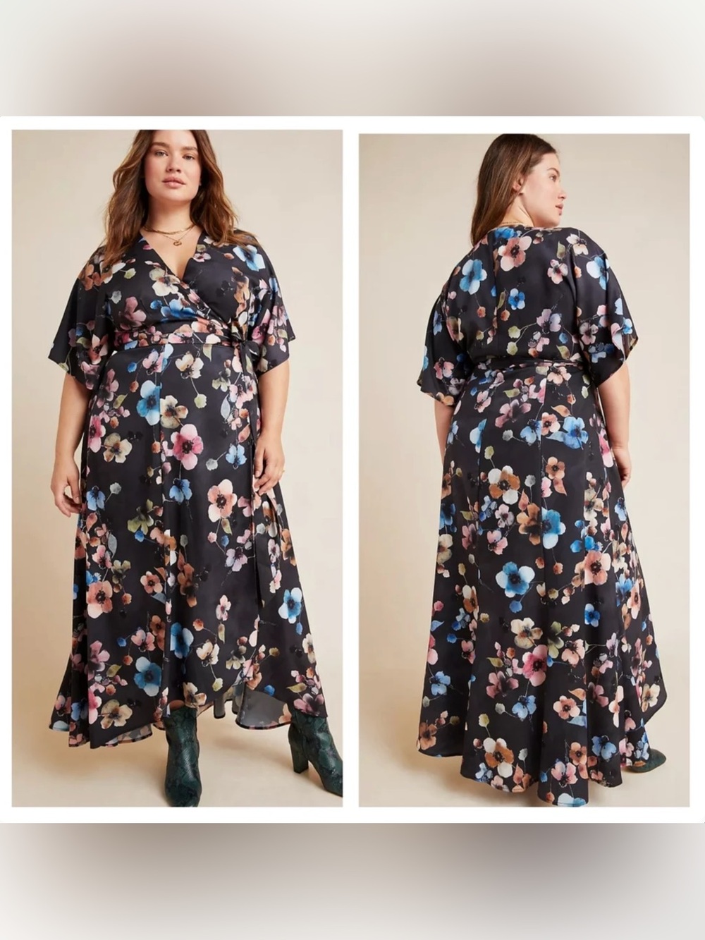 Hutch Anthropologie Monaco Wrapped Floral Maxi Dress